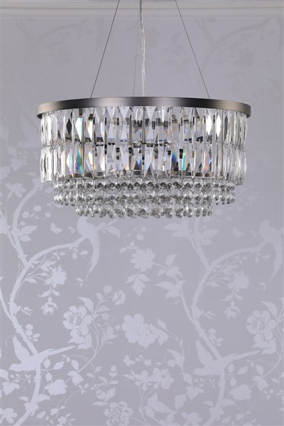 (image for) Laura Ashley Rhosill 4 Light Pendant Crystal and Aged Pewter